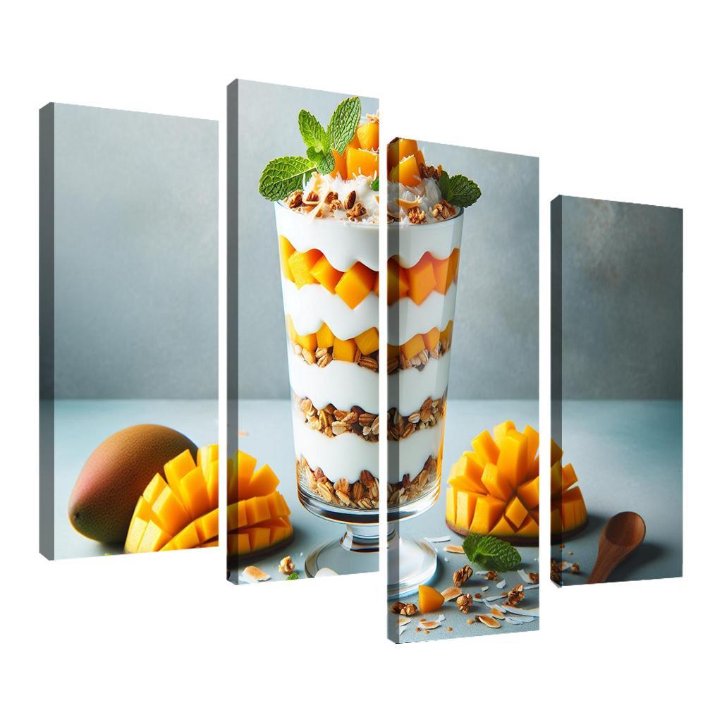 Creamy Coconut Mango Parfait 4 Piece HD Canvas Wall Art-Original Frame