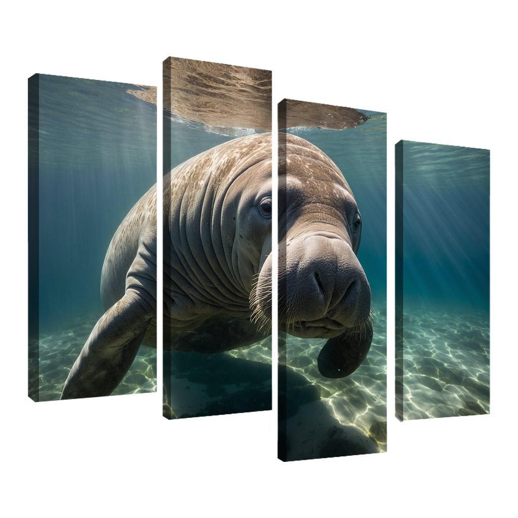 The Mysterious Manatee In Coastal Waters Framed Paintings