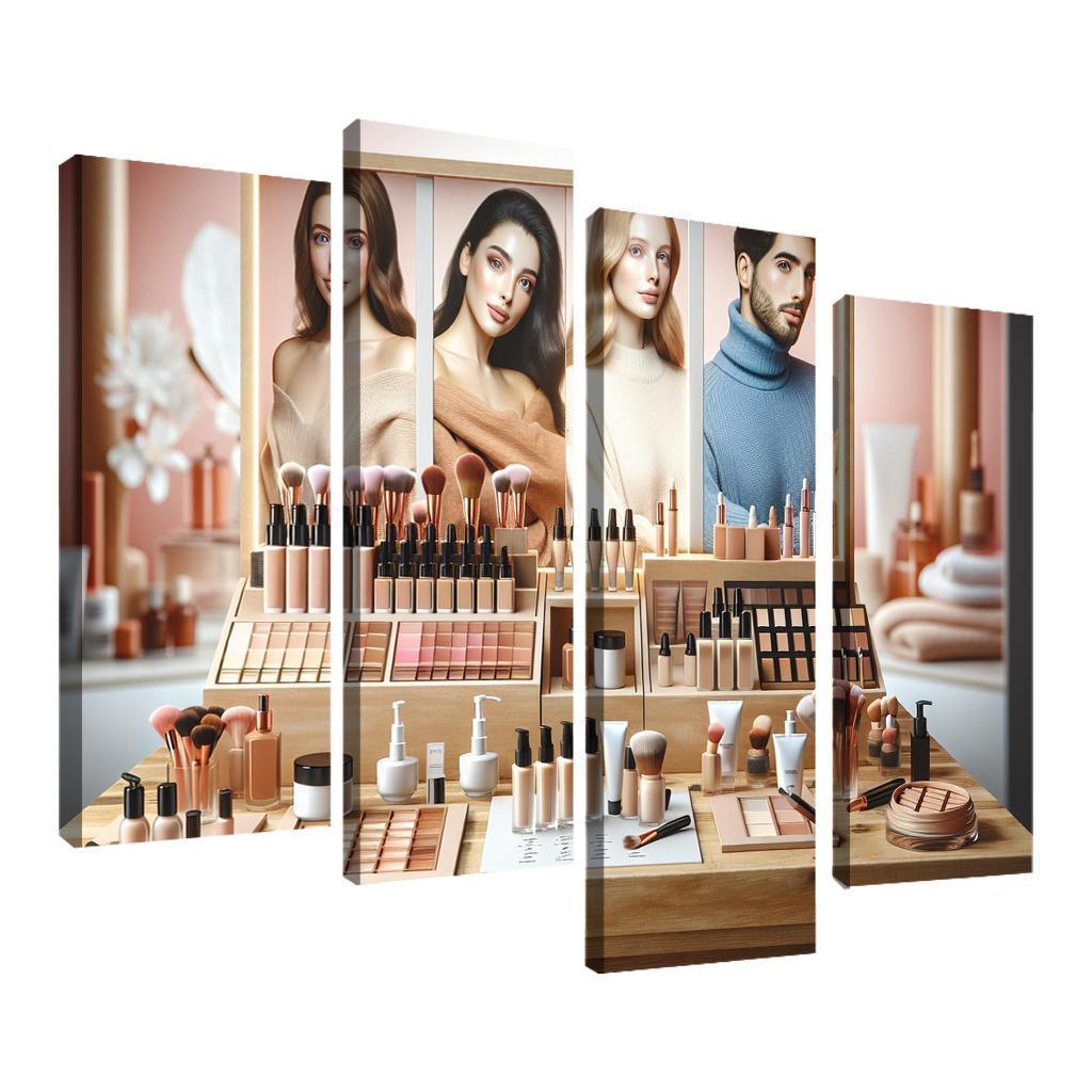 Interactive Beauty Customizable Products 4 Piece HD Canvas Wall Art-Original Frame