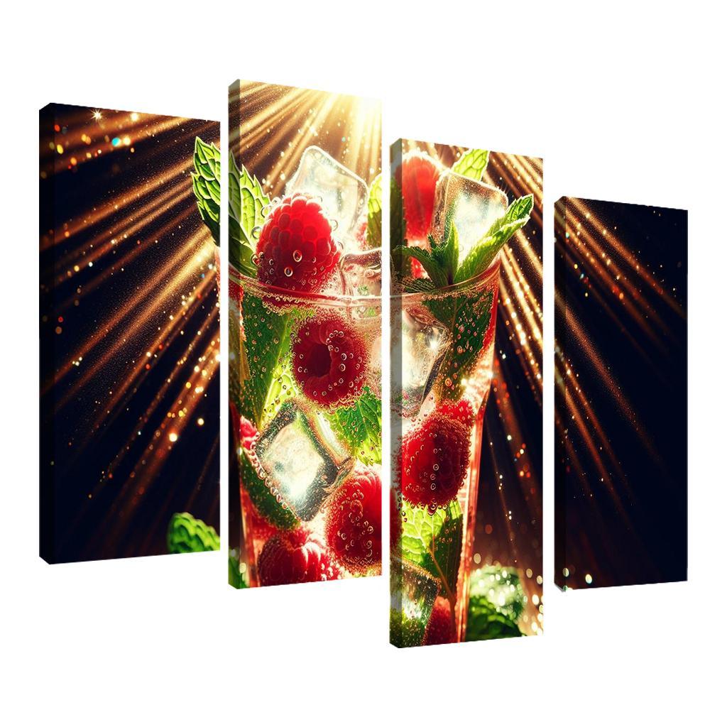 Raspberry Mint Sparkler 4 Piece HD Canvas Wall Art-Original Frame