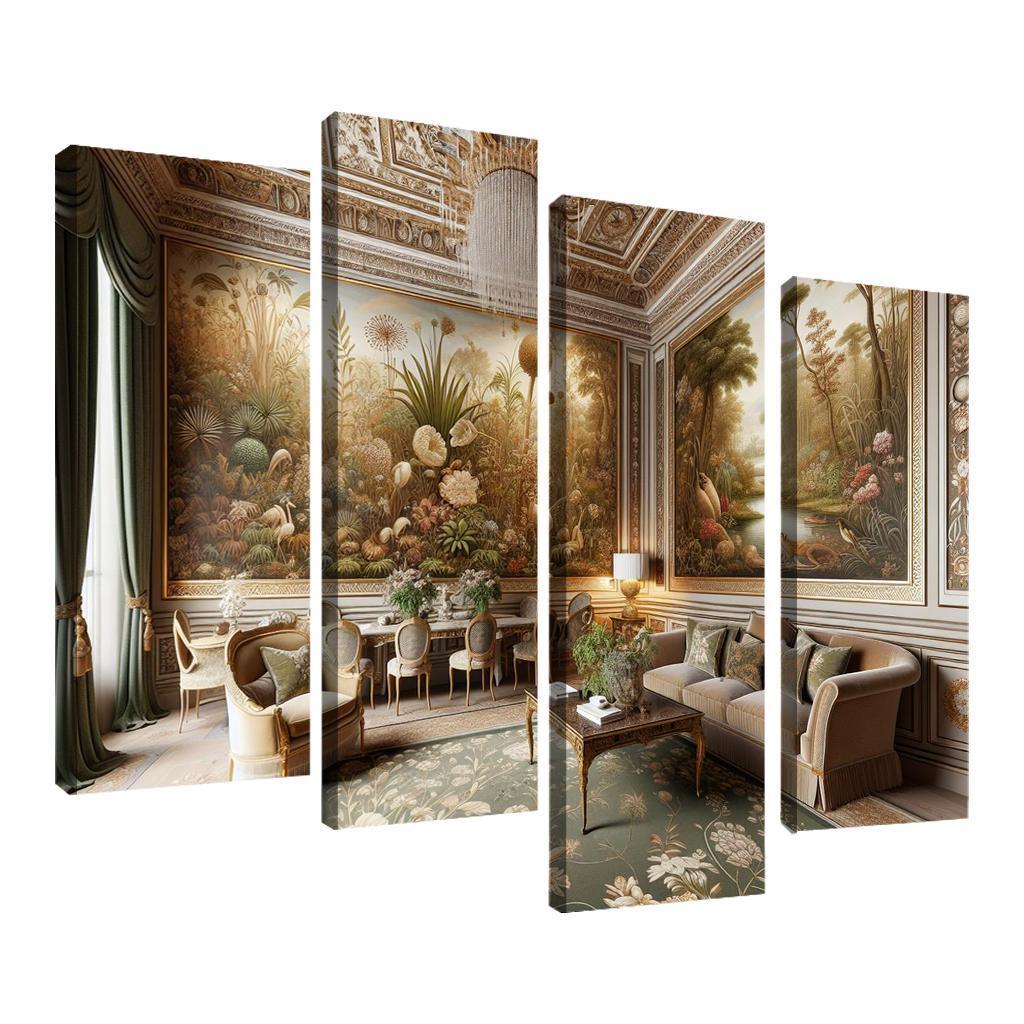 Vintage-Style Framed Botanical Prints 4 Piece HD Canvas Wall Art-Original Frame