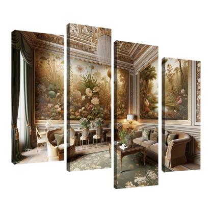 Vintage-Style Framed Botanical Prints 4 Piece HD Canvas Wall Art-Original Frame