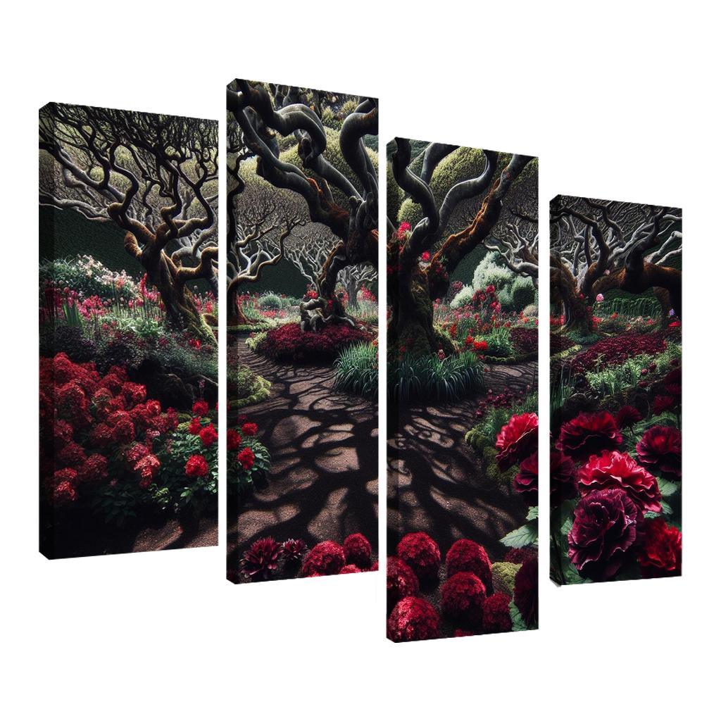 Eclipsed Garden Nature's Gothic Rebirth 4 Piece HD Canvas Wall Art-Original Frame