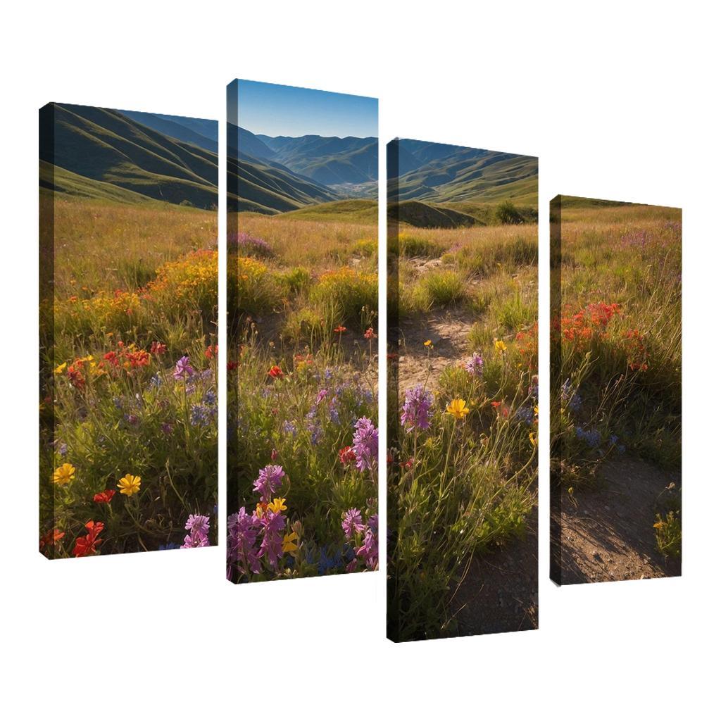 The Enchanted Valley Of Rainbow Blossoms Modern Paintings Frame