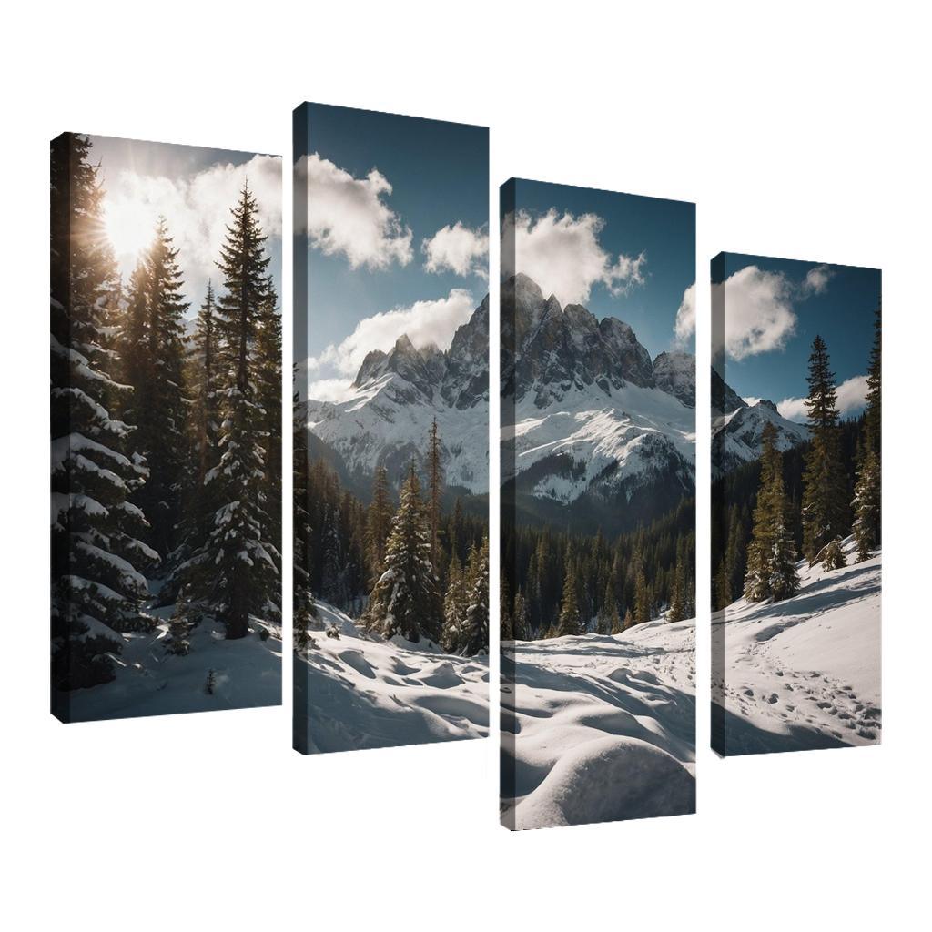 The Serene Peaks Of Snowy Mountain Range Multi-panel Paintings