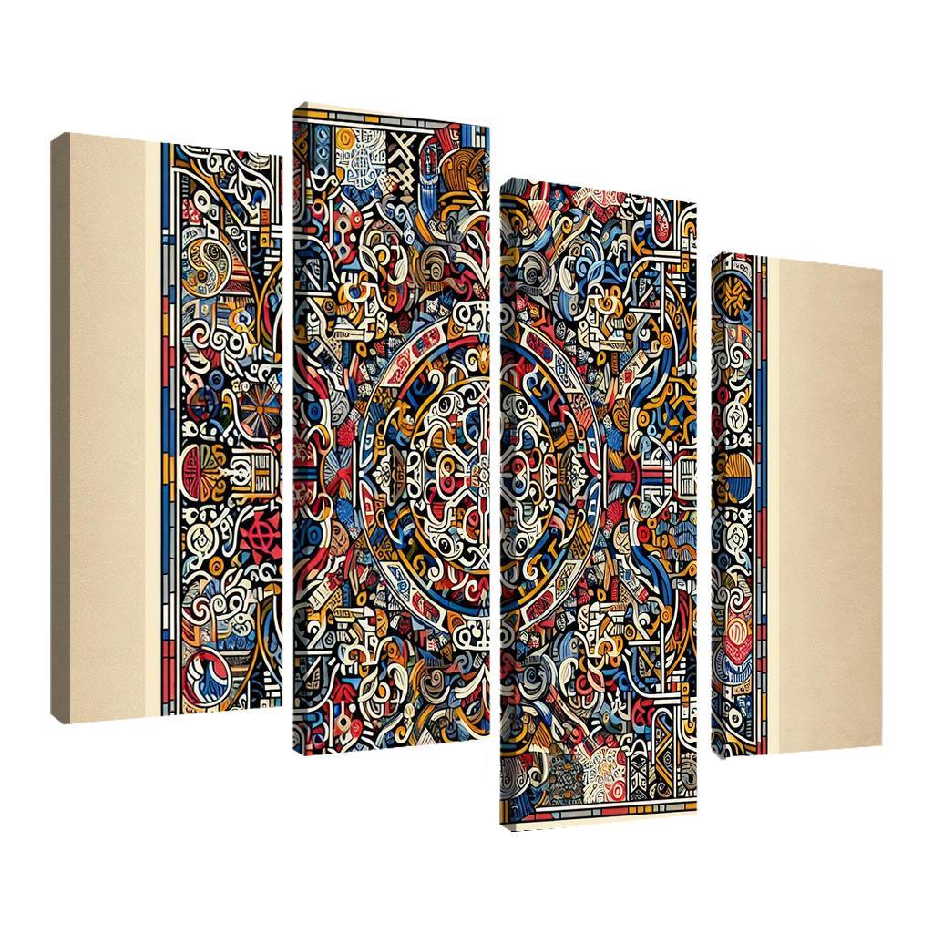 Cultural Mosaic Celebrating Diversity and Heritage 4 Piece HD Canvas Wall Art-Original Frame
