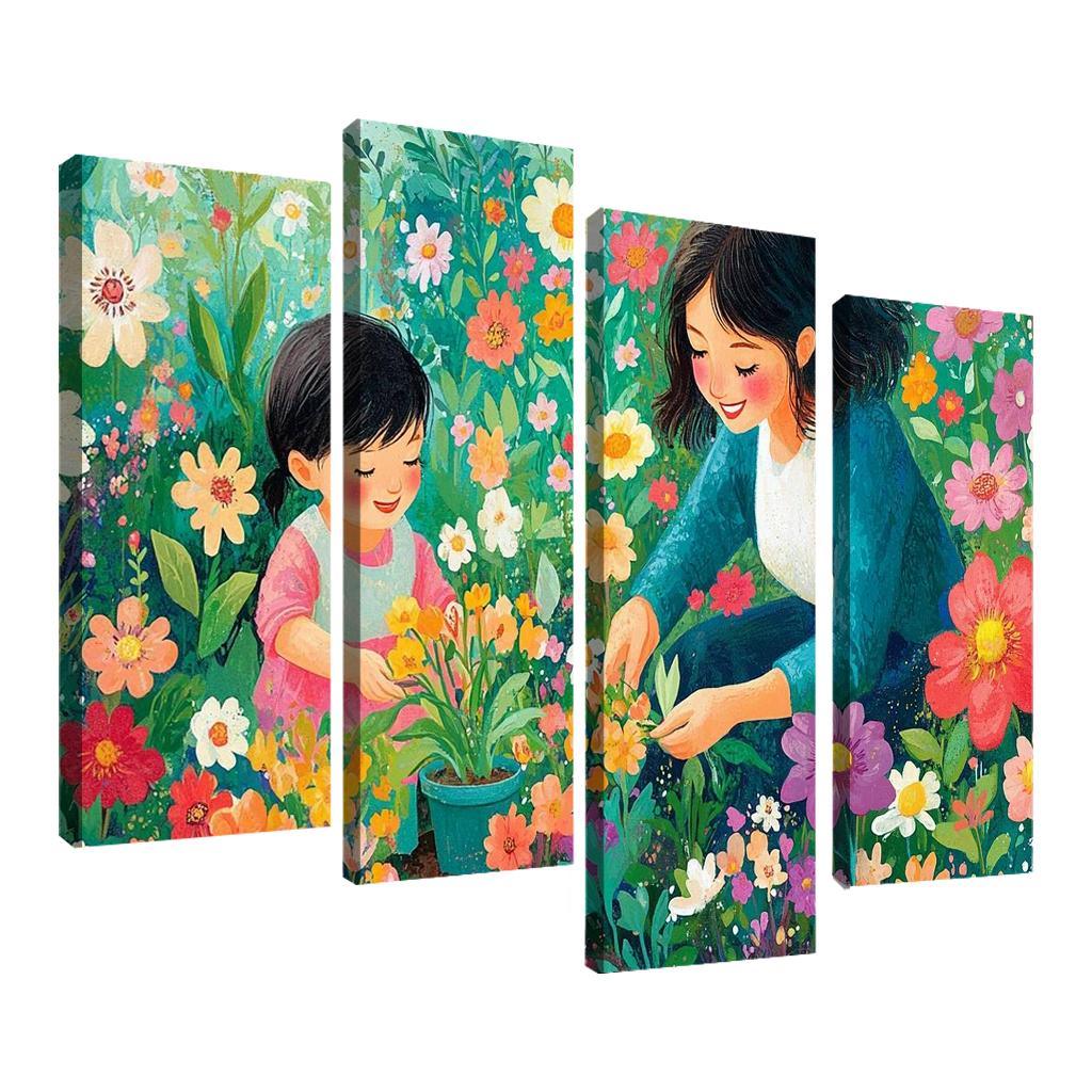 The Blooming Path A Mothers Nurturing Journey Canvas Paintings Frame