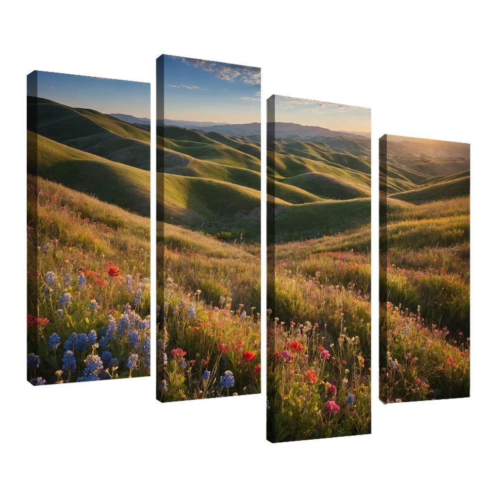 The Colorful Embrace Of Flowering Hillsides Multi-panel Paintings