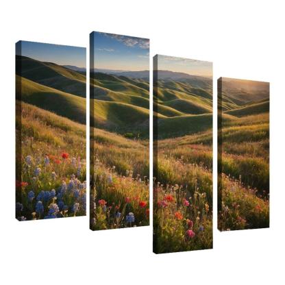 The Colorful Embrace Of Flowering Hillsides Multi-panel Paintings
