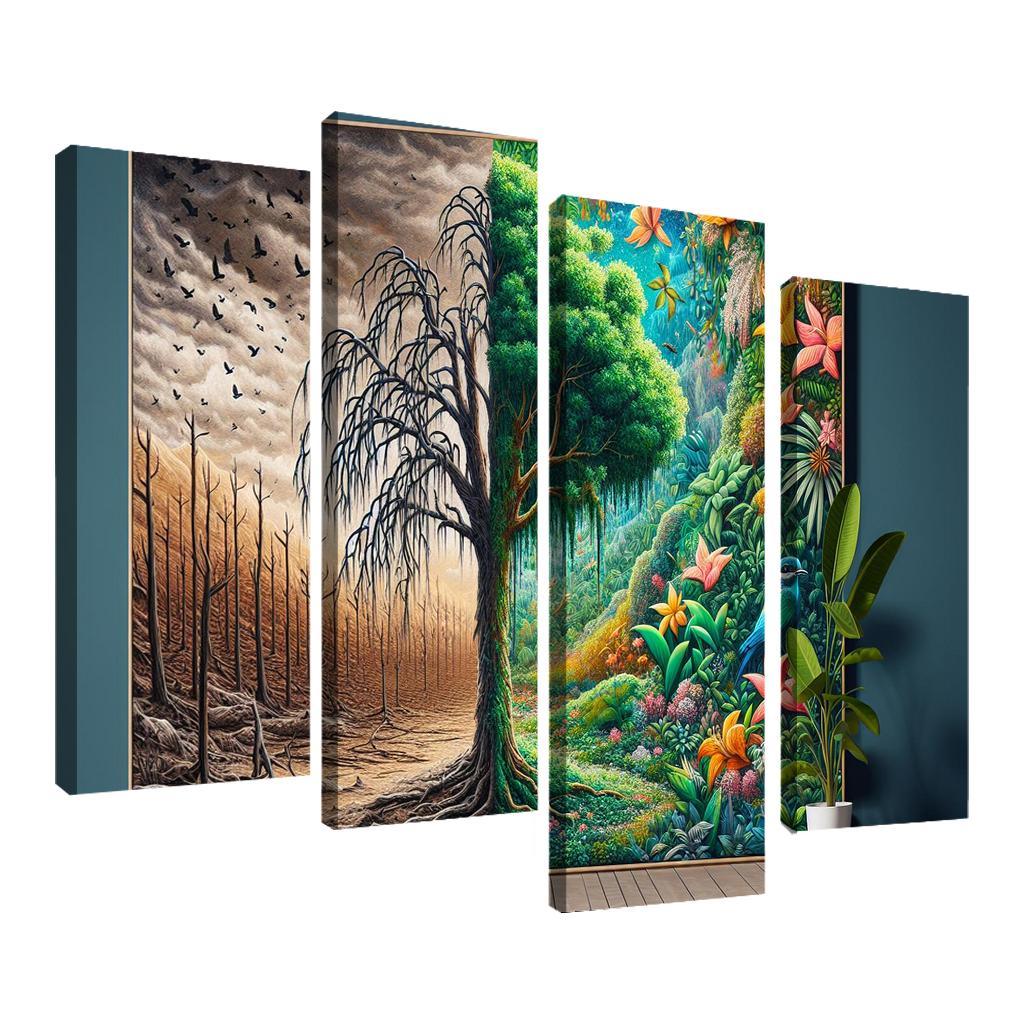 The Last Breath A Call for Climate Justice 4 Piece HD Canvas Wall Art-Original Frame