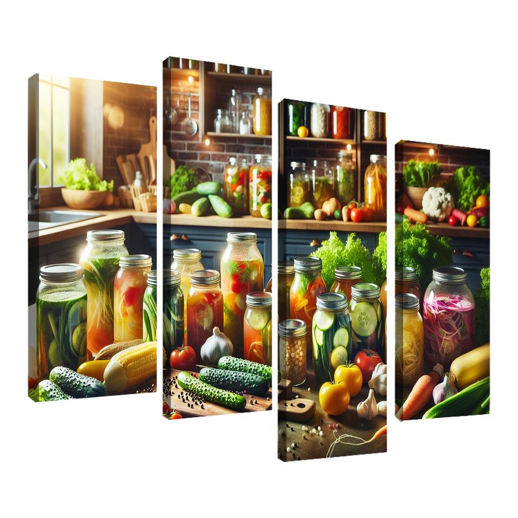 Fermentation Arts Crafting Your Own Probiotics 4 Piece HD Canvas Wall Art-Original Frame