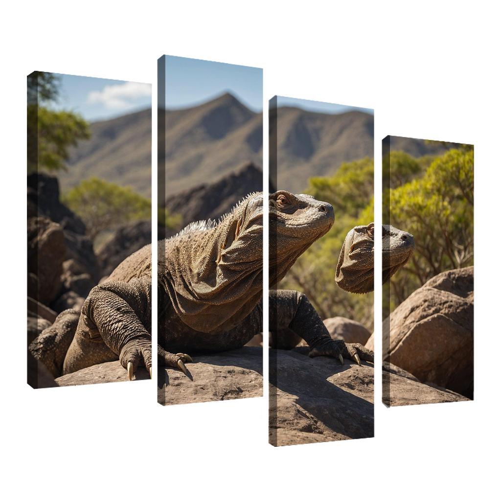 The Mysterious Komodo Dragon On An Island Trail Framed Paintings