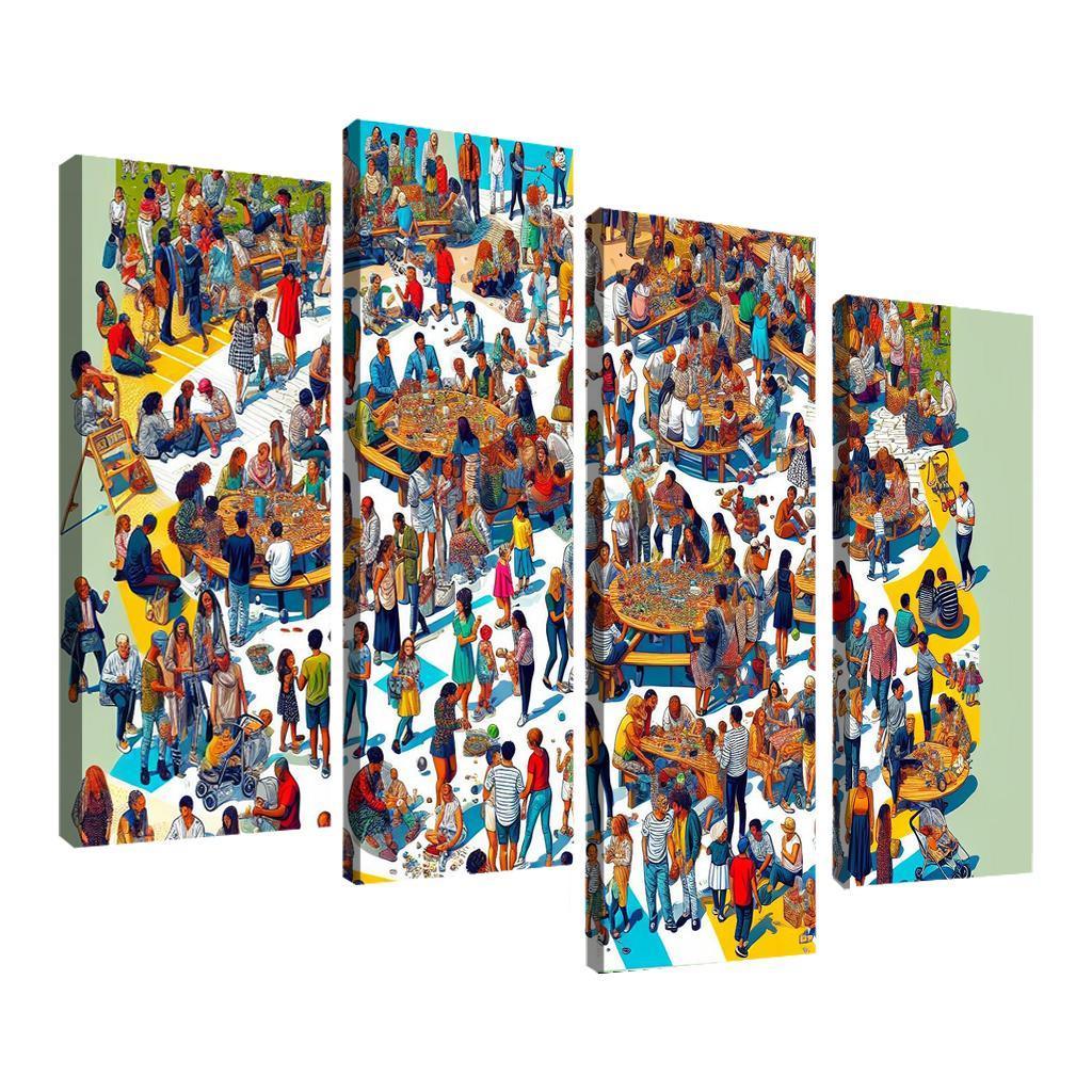 Shared Spaces Celebrating Community And Togetherness Multi-panel Paintings