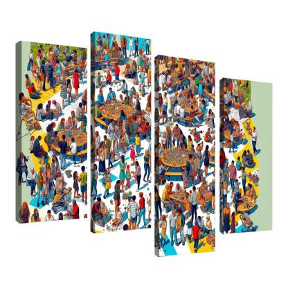 Shared Spaces Celebrating Community And Togetherness Multi-panel Paintings
