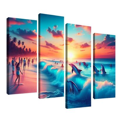 Cerulean Bliss Sunset And Wildlife Watching Premium Artwork Frames