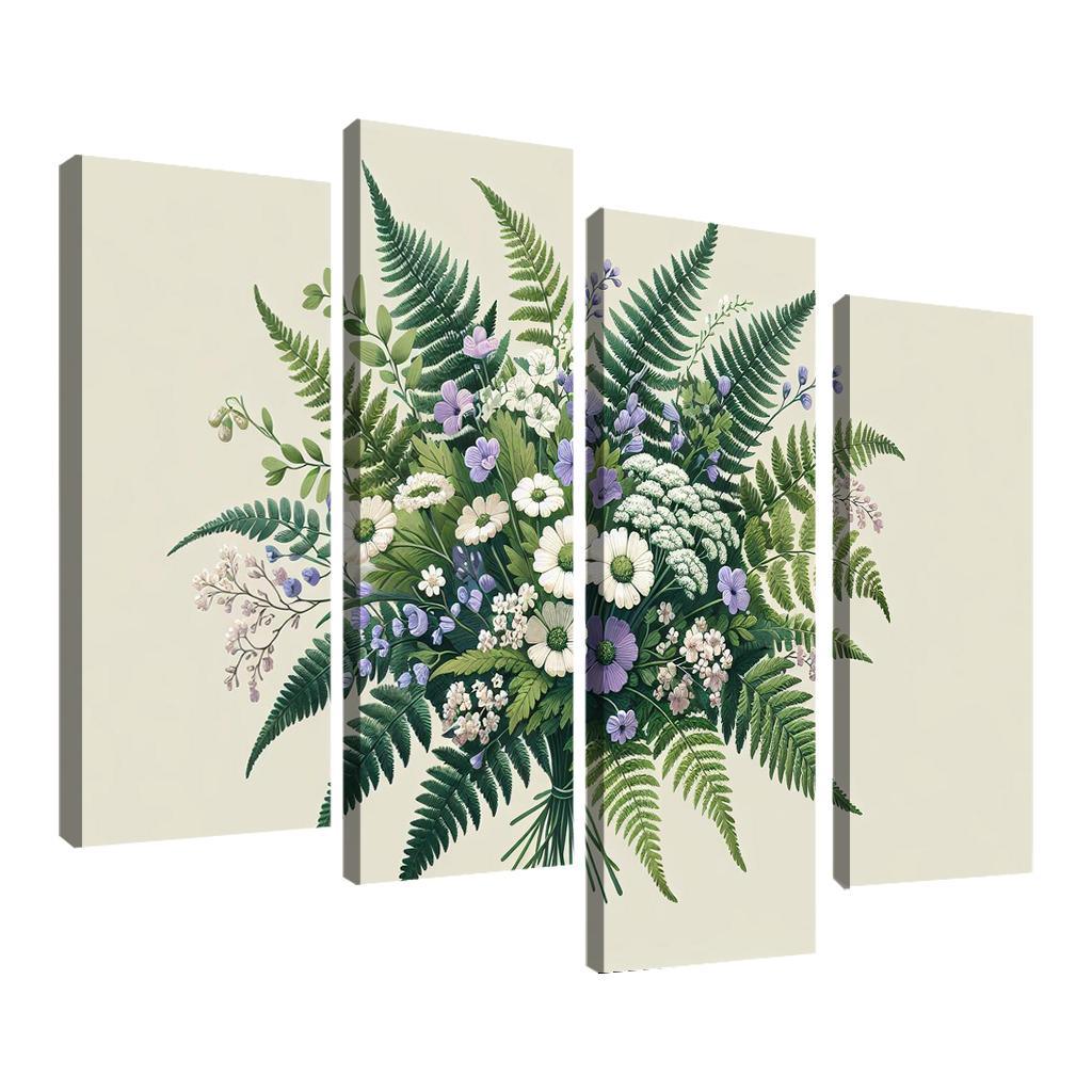 Enchanted Forest Blooms A Woodland Bouquet 4 Piece HD Canvas Wall Art-Original Frame