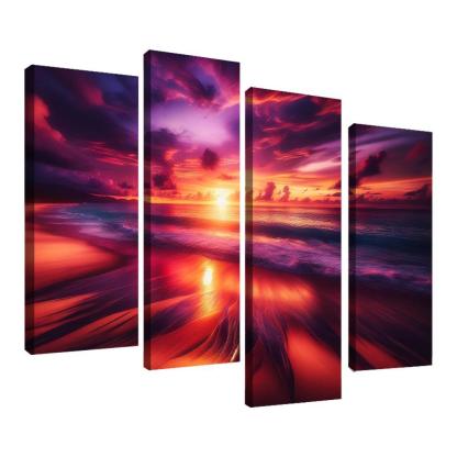 Sunset Viewpoint Beach Modern Paintings Frame