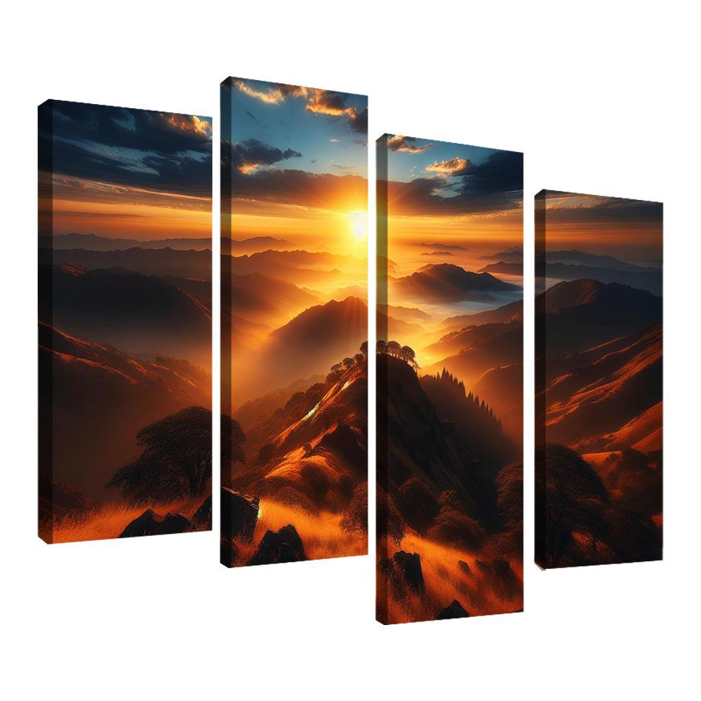 The Radiant Glow Of Sunrise Over Hilltops Custom Paintings Frame