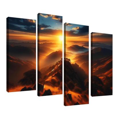 The Radiant Glow Of Sunrise Over Hilltops Custom Paintings Frame