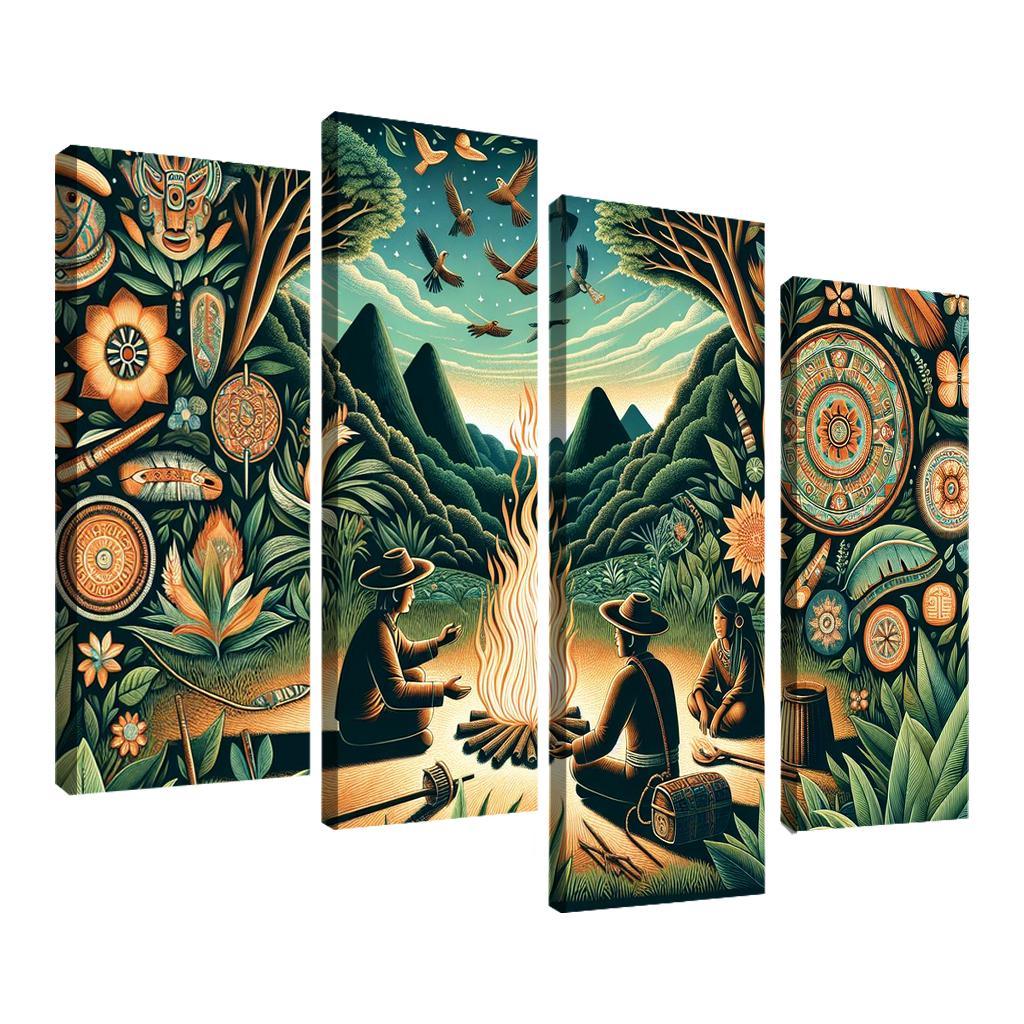 Echoes of the Past Preserving Indigenous Cultures 4 Piece HD Canvas Wall Art-Original Frame