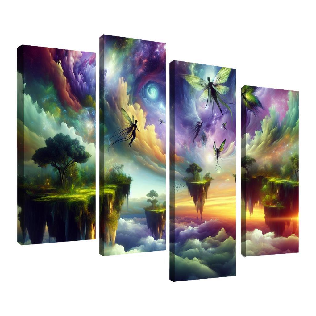 The Aetherium Realm A Dimension of Endless Skies 4 Piece HD Canvas Wall Art-Original Frame
