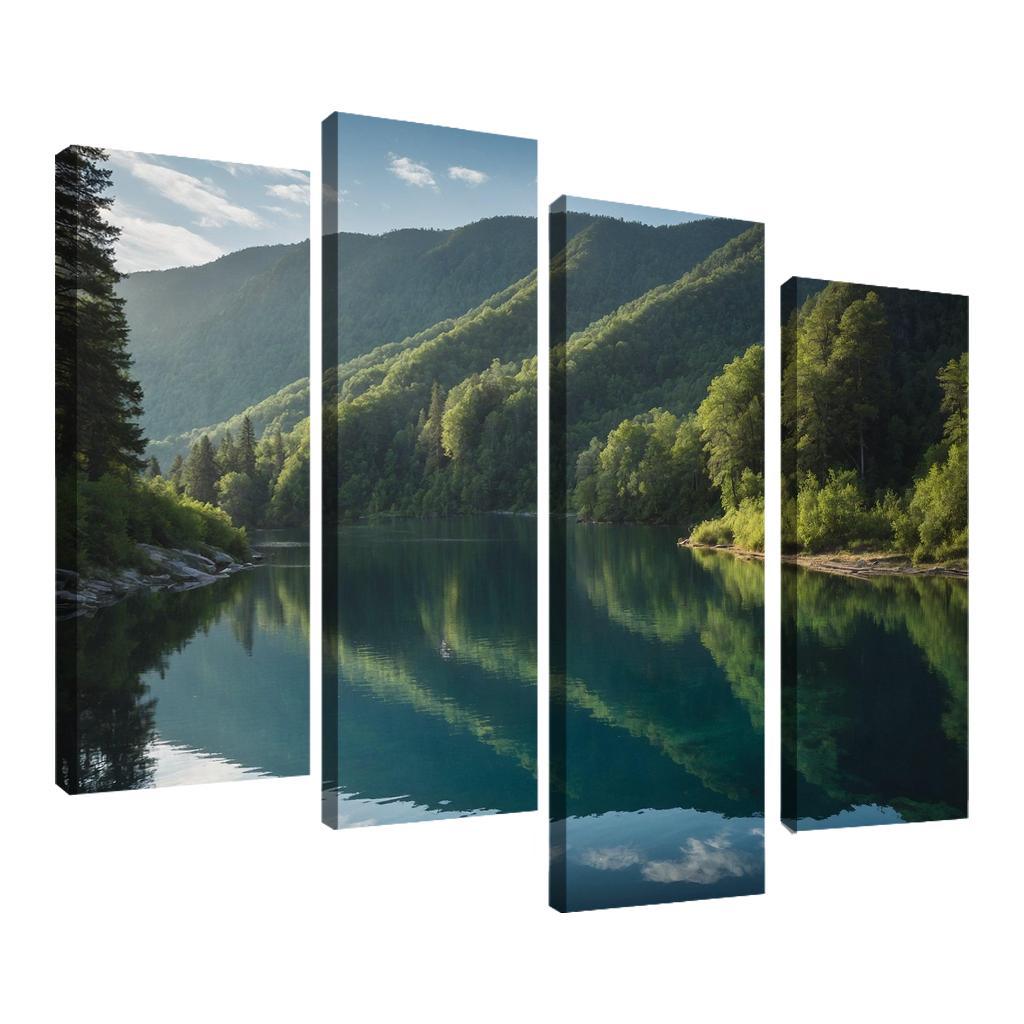 The Mesmerizing View Of Crystal Blue Lakes Oil Paintings Frame