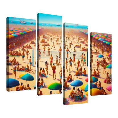 Sunny Retreat Vibrant Beach Life Abstract Paintings Frame