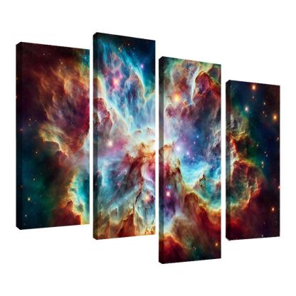 The Ethereal Beauty of Nebulae 4 Piece HD Canvas Wall Art-Original Frame
