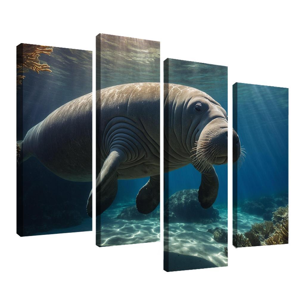 The Graceful Manatee Gentle Sea Cow Canvas Paintings Frame