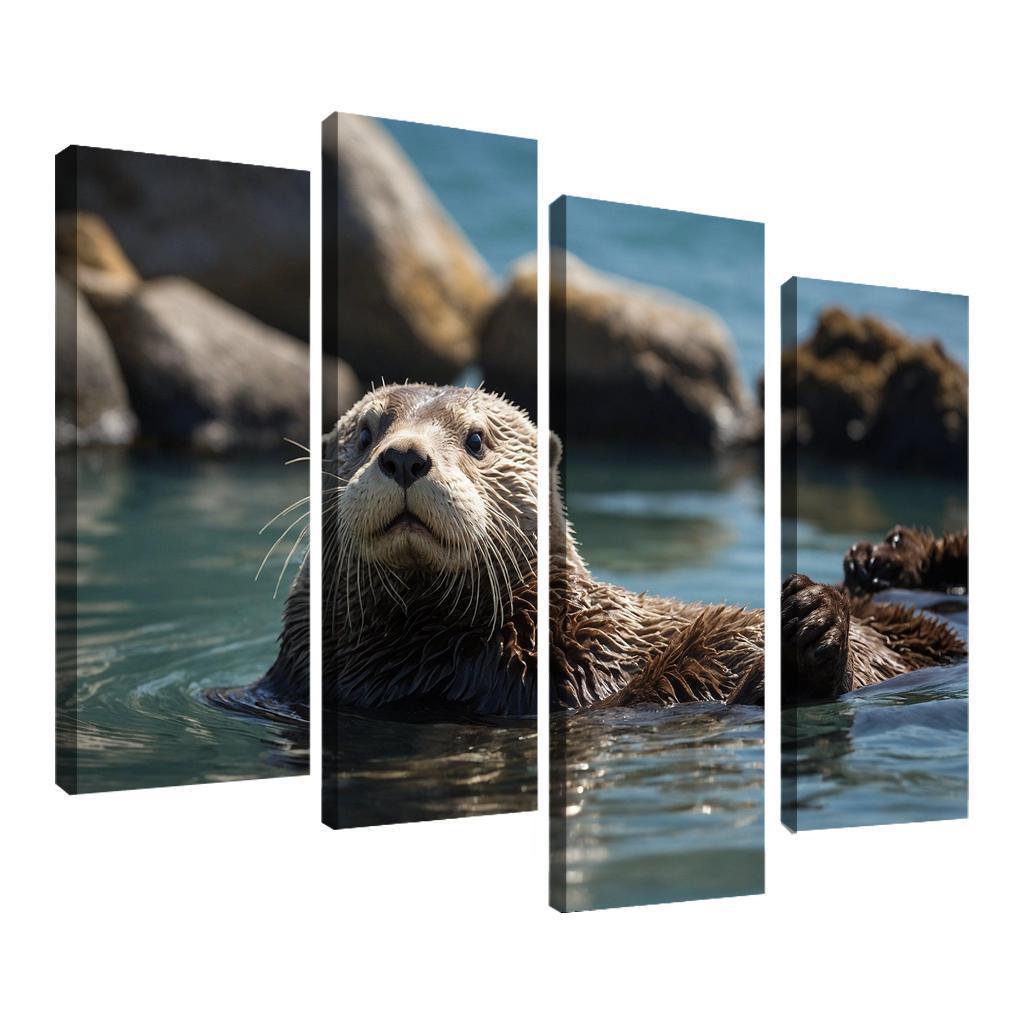 The Playful Sea Otter In Coastal Waters Canvas Paintings Frame