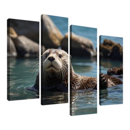 The Playful Sea Otter In Coastal Waters Canvas Paintings Frame