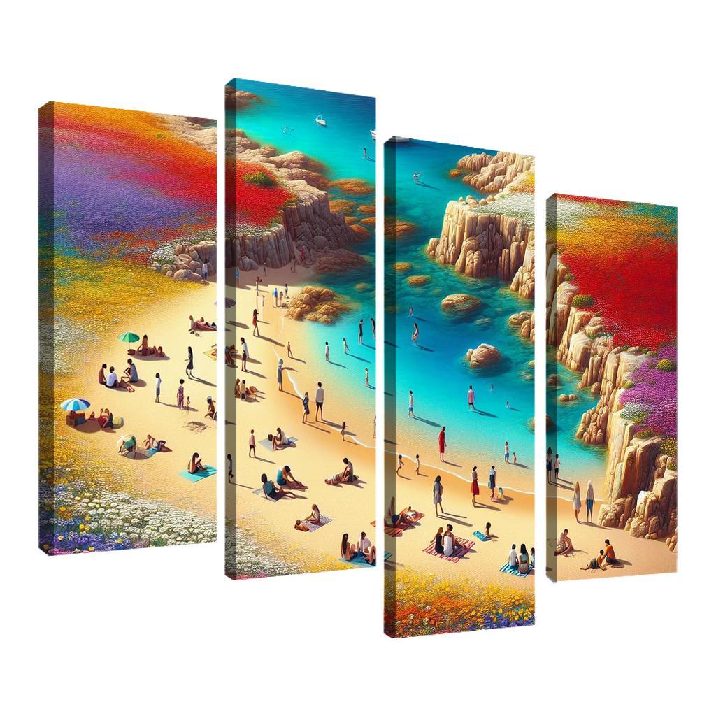 Coastal Wildflower Beach Modern Paintings Frame