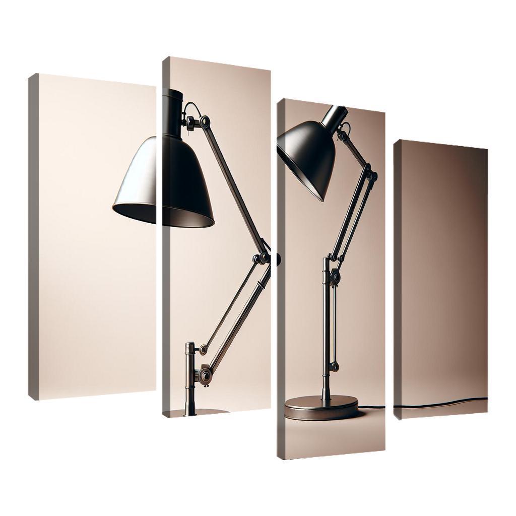 Contemporary Floor Lamp with Adjustable Shade 4 Piece HD Canvas Wall Art-Original Frame