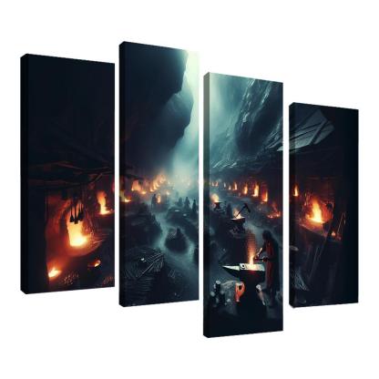 The Shadow Forge 4 Piece HD Canvas Wall Art-Original Frame