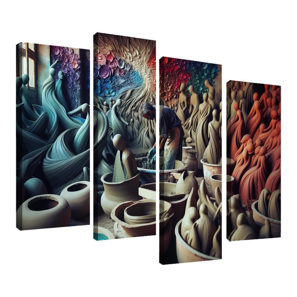 Sculpting Whispers of the Soul 4 Piece HD Canvas Wall Art-Original Frame