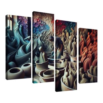 Sculpting Whispers of the Soul 4 Piece HD Canvas Wall Art-Original Frame