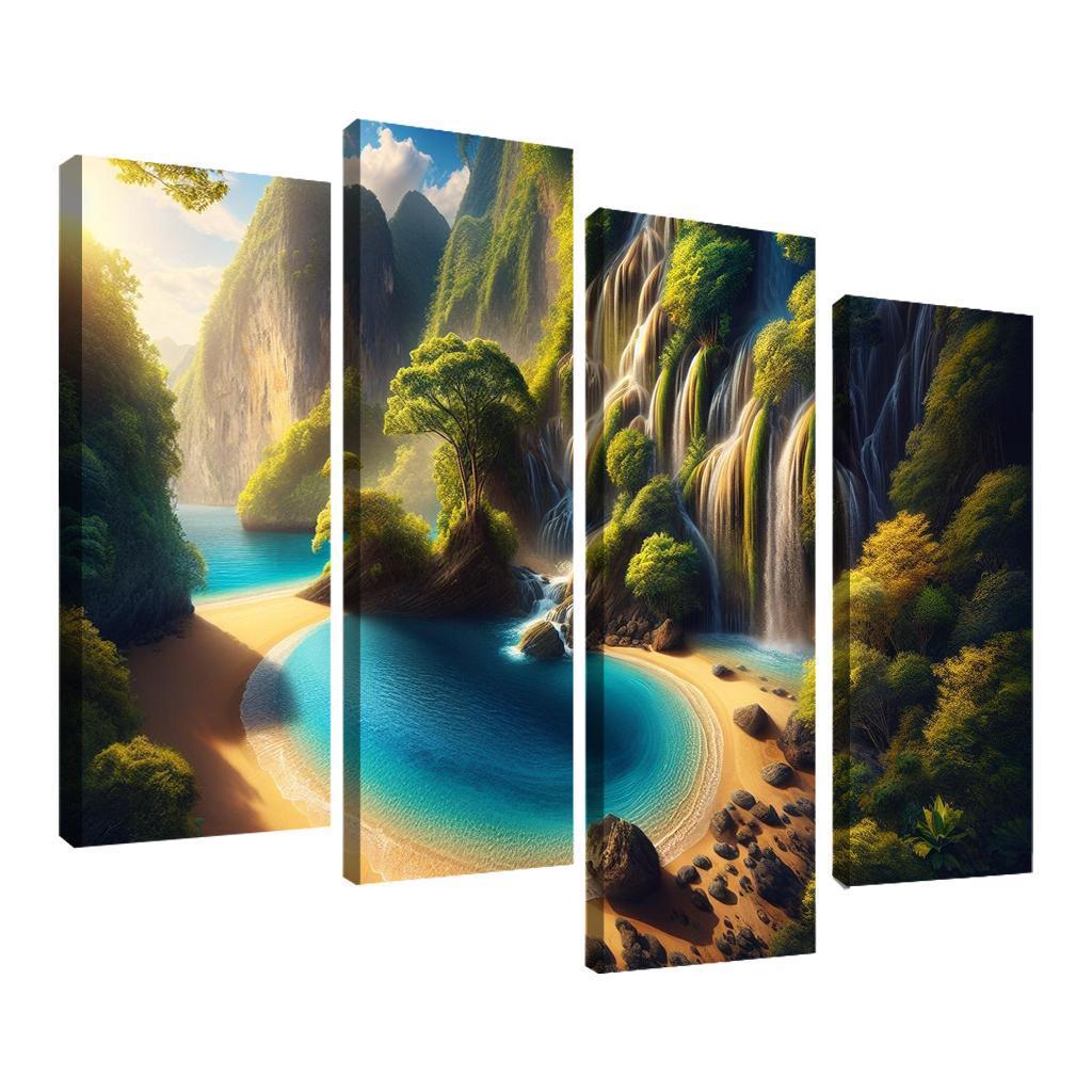 Crystal Lagoon Hidden Waterfall Escape Multi-panel Paintings