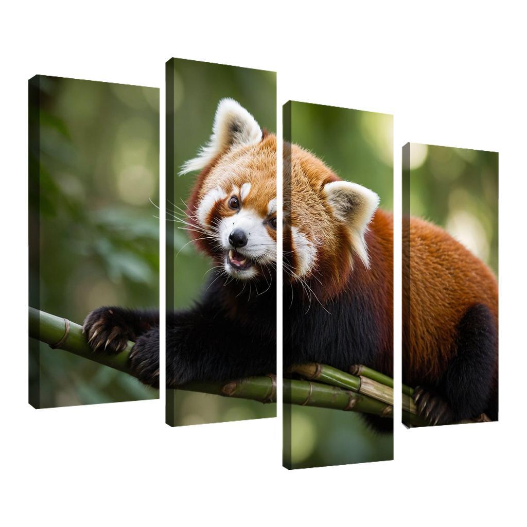 The Enigmatic Red Panda In The Bamboo Forest Framed Paintings