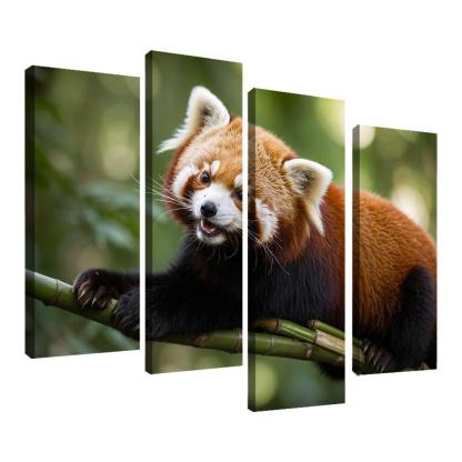 The Enigmatic Red Panda In The Bamboo Forest Framed Paintings