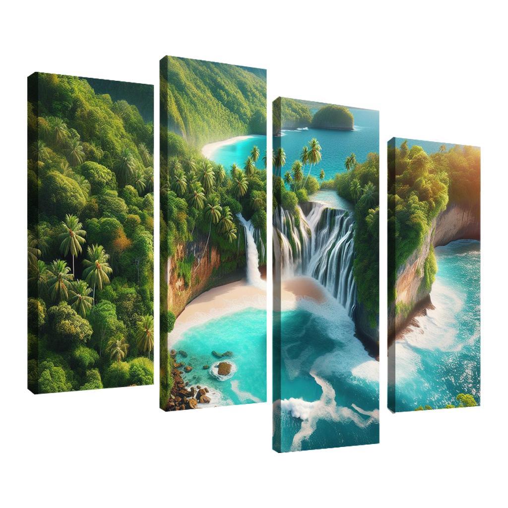 Cascading Waterfall Beach Custom Paintings Frame