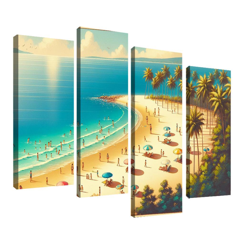 Serene Crescent A Family Oasis 4 Piece HD Canvas Wall Art-Original Frame