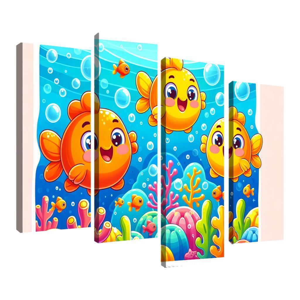 Giggles With Goldfish - Underwater Fun Framed Paintings