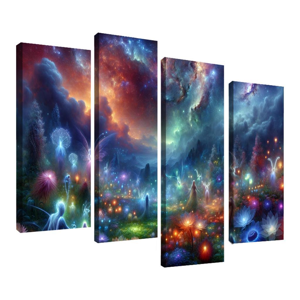 The Nebula Gardens 4 Piece HD Canvas Wall Art-Original Frame