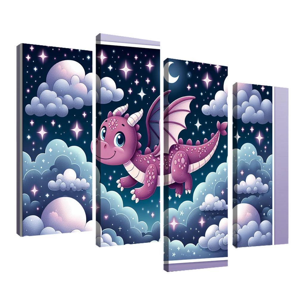Dreamy Dragon 4 Piece HD Canvas Wall Art-Original Frame