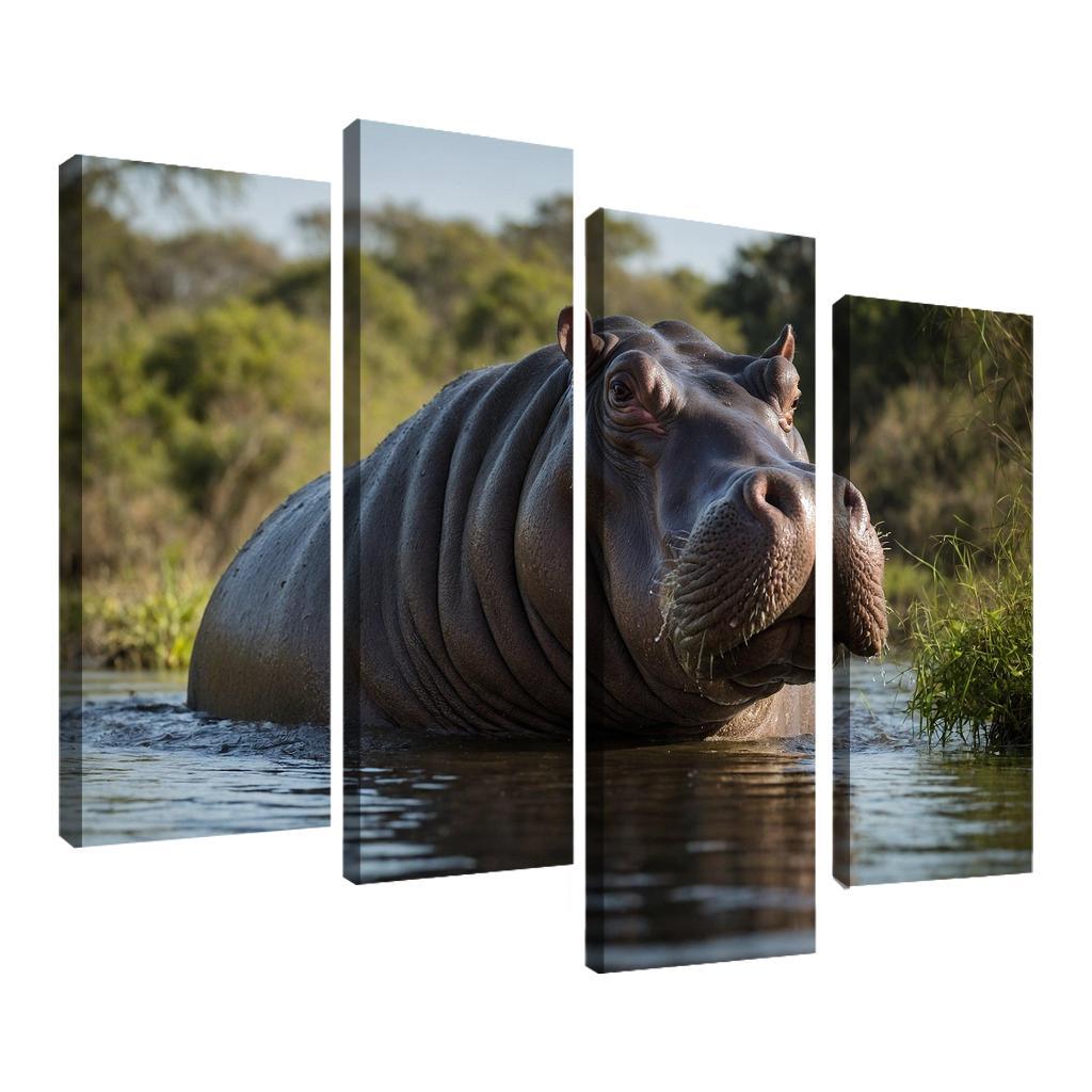 The Imposing Hippo The River Giant Custom Paintings Frame