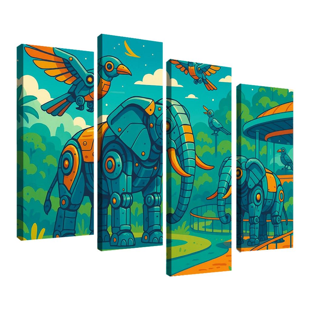 Robot Zoo - Mechanical Animal World Framed Paintings