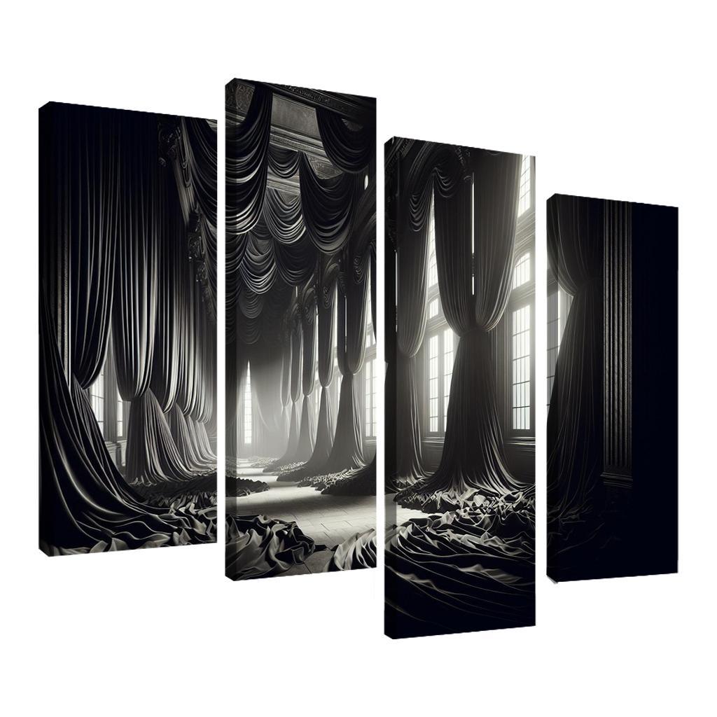 Mournful Elegance The Velvet Drapery 4 Piece HD Canvas Wall Art-Original Frame