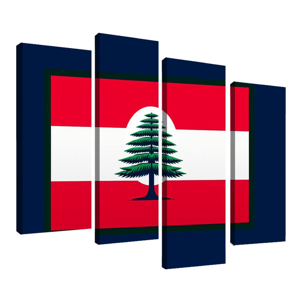 Emblem of Resilience The Flag of Lebanon 4 Piece HD Canvas Wall Art-Original Frame