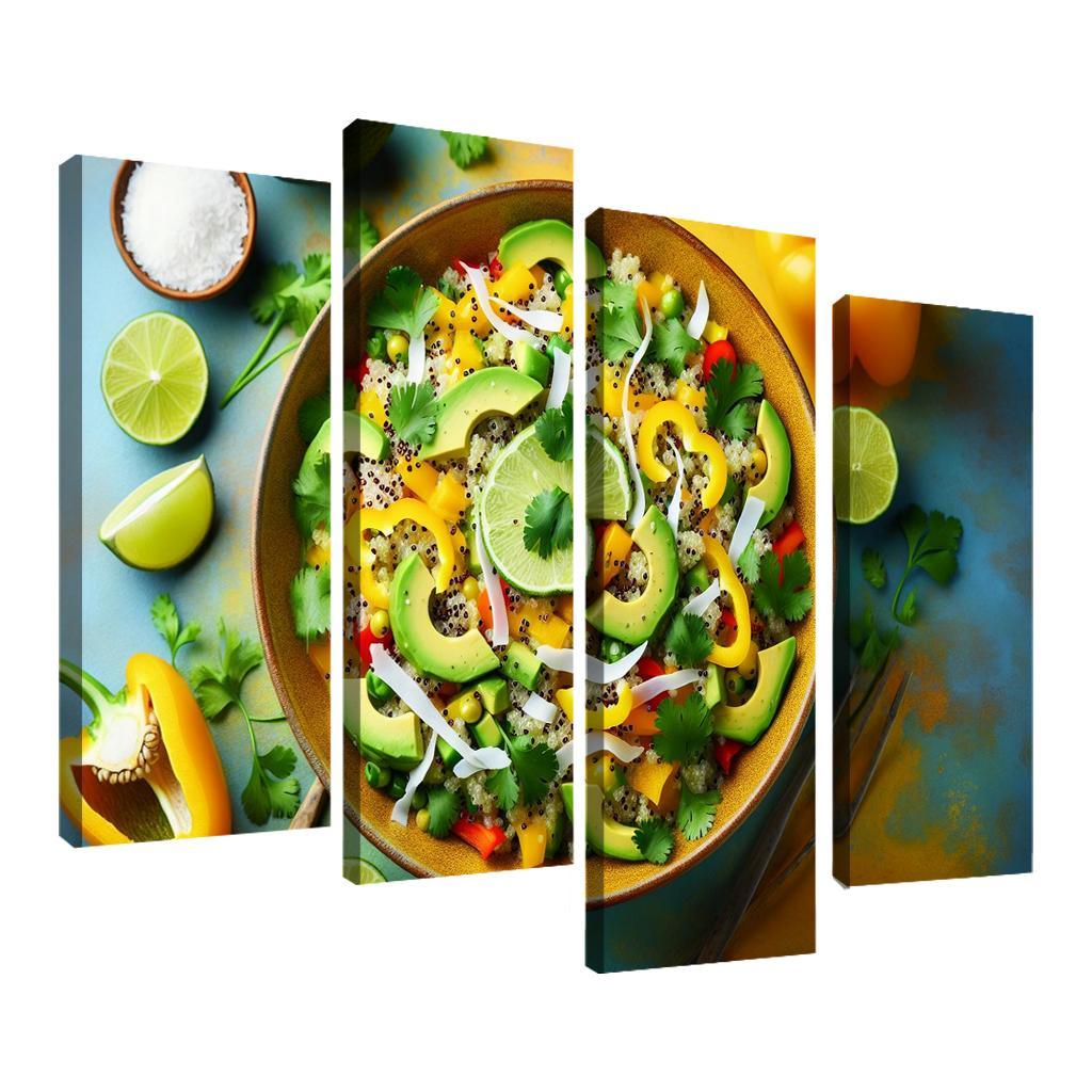 Coconut Lime Quinoa Salad 4 Piece HD Canvas Wall Art-Original Frame