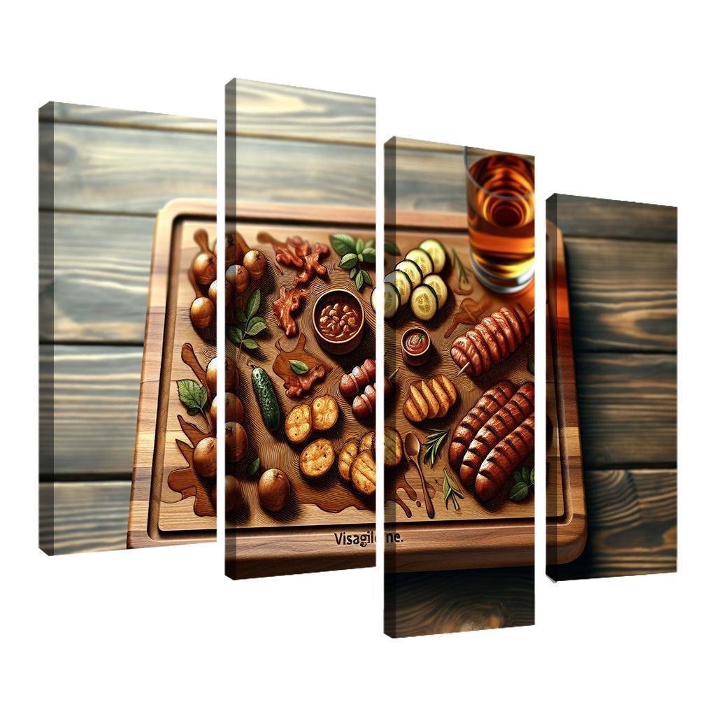 Artisan Wood Serving Board 4 Piece HD Canvas Wall Art-Original Frame